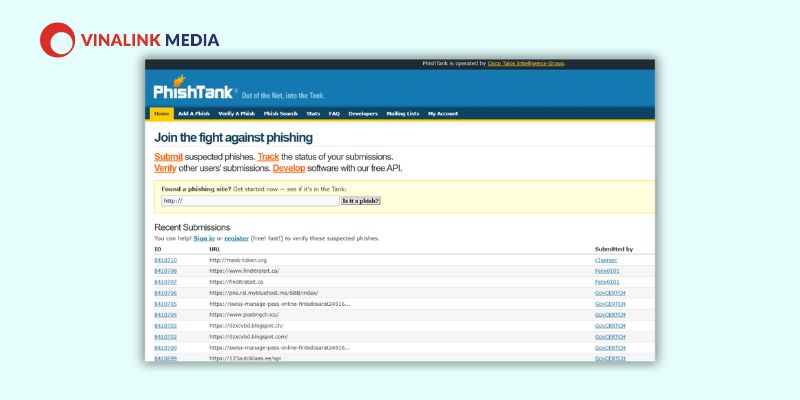 Công cụ kiểm tra độ tin cậy của trang web PhishTank